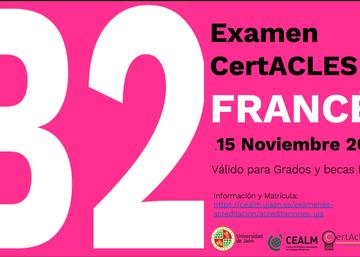 Examen CertAcles Uja B2 Francés. Válido para Grados y becas Erasmus 